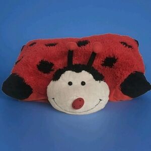 Pillow Pets Ladybug Plush Folding Pillow Stuffed Animal Red Black 2010 18"×17"